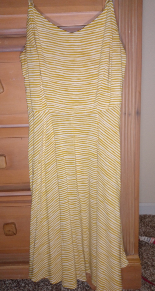 Yellow and white striped summer dress